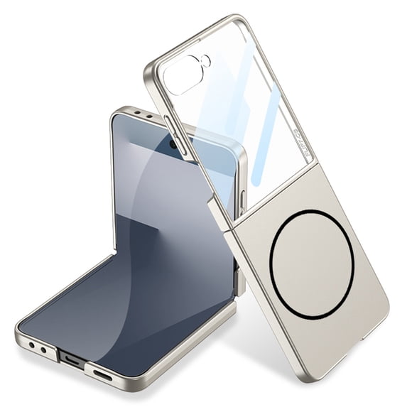 Allytechgroup Magnetic Case for Samsung Galaxy Z Flip 7 with Screen Protector, Slim Fit Anti-Scratch Shockproof Full Body Protective Wireless Charging Phone Case for Galaxy Z Flip 7,Titaniumgray