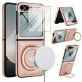 thumbnail image 1 of Allytechgroup Magnetic Case for Samsung Galaxy Z Flip 7 with Screen Protector, Wireless Charging Support 360 Rotating Stand Anti-Scratch Rugge Bumper Phone Case for Galaxy Z Flip7, Rosegold, 1 of 7