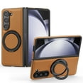 thumbnail image 1 of Allytechgroup Magnetic Case for Samsung Galaxy Z Fold 3, Ring Holder Kickstand Hybrid Compatible with Magsafe & Car Mount Anti-Scratch Phone Case Cover for Women Men, Brown, 1 of 7