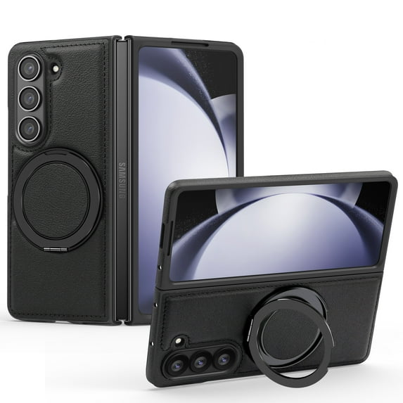 Allytechgroup Magnetic Case for Samsung Galaxy Z Fold 3, Ring Holder Kickstand Hybrid Compatible with Magsafe & Car Mount Anti-Scratch Phone Case Cover for Women Men, Black