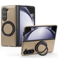 thumbnail image 1 of Allytechgroup Magnetic Case for Samsung Galaxy Z Fold 3, Ring Holder Kickstand Hybrid Compatible with Magsafe & Car Mount Anti-Scratch Phone Case Cover for Women Men, Desertgold, 1 of 7