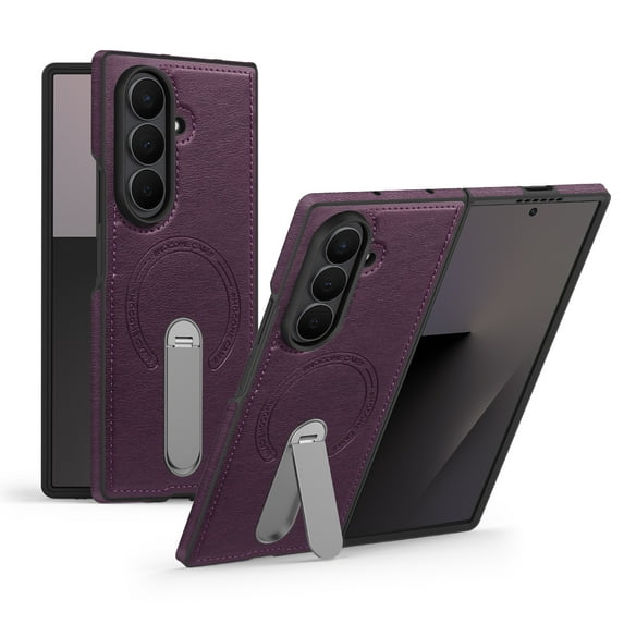 Allytechgroup Magnetic Case for Samsung Galaxy Z Fold 5, Built-in Kickstand Support Wireless Charging Non-Slip Shockproof Protective Full Body Cover Bumper for Samsung Galaxy Z Fold 5, Purple