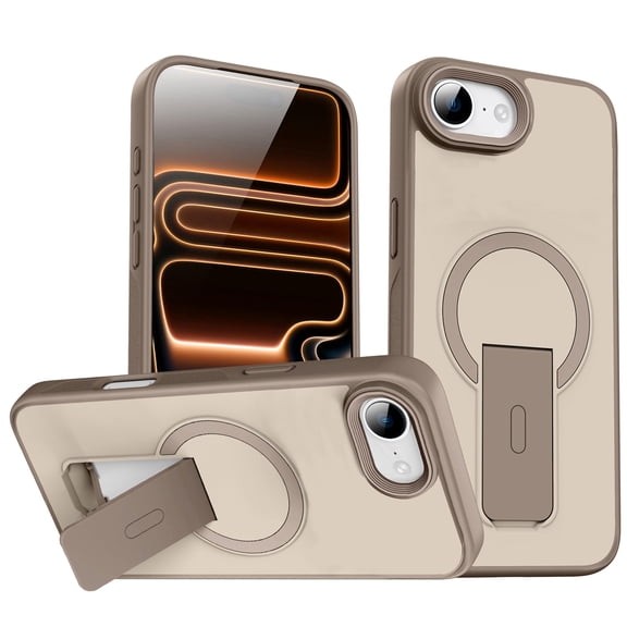 Allytechgroup Magnetic Case for iPhone 16e/ iPhone 17e with 360° Hidden Kickstand, Military Grade Drop Protection Compatible with Magsafe, Desertgold