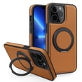 thumbnail image 1 of Allytechgroup Magnetic Case for iP Magnetic Case for iPhone 13 Pro, Built-in Invisible 360° Rotatable Kickstand, Compatible with MagSafe, PU Leather Slim Shockproof Protective Phone Case Cover, Brown, 1 of 7