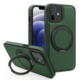 thumbnail image 1 of Allytechgroup Magnetic Case for iPhone 11, Built-in Invisible 360° Rotatable Kickstand, Compatible with MagSafe, PU Leather Slim Shockproof Protective Phone Case Cover, Darkgreen, 1 of 7