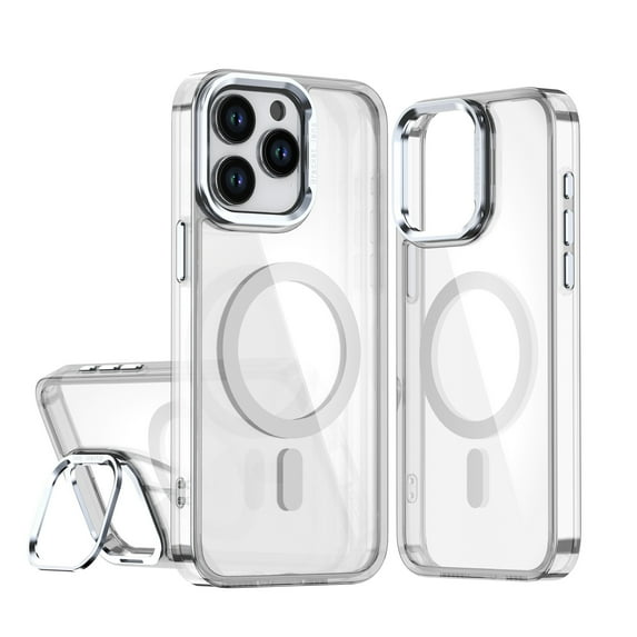 Allytechgroup Magnetic Case for iPhone 11, Clear Case with Kickstand Anti Yellowing Hard PC Support Wireless Charging Shockproof Back Cover For Apple iPhone 11, White