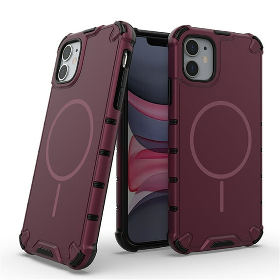 Allytechgroup Magnetic Case for iPhone 11, Hard PC Soft TPU Rugged Heavy Duty Durable Cover Case Support Wireless Charging Shockproof Protective Back Cover for iPhone 11, Plum