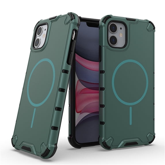 Allytechgroup Magnetic Case for iPhone 11, Hard PC Soft TPU Rugged Heavy Duty Durable Cover Case Support Wireless Charging Shockproof Protective Back Cover for iPhone 11, Darkgreen