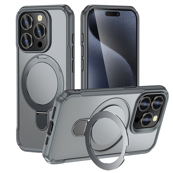 Allytechgroup Magnetic Case for iPhone 11 with Stand, Built-in Ring Holder Support Wireless Chagring Hard PC Rugged Heavy Duty Durable Cover Case Shockproof Protective, Gray
