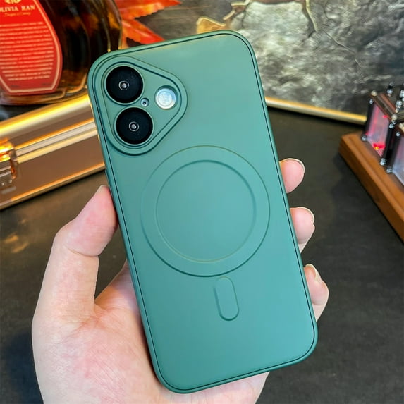 Allytechgroup Magnetic Case for iPhone 12, Built-in Camera Lens Protector Support Wireless Charging Military Grade Drop Protection Shockproof Magnetic Back Cover for iPhone 12, Darkgreen