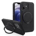 thumbnail image 1 of Allytechgroup Magnetic Case for iPhone 12 Pro / 12 6.1", Built-in Invisible 360° Rotatable Kickstand, Compatible with MagSafe, PU Leather Slim Shockproof Protective Phone Case Cover, Black, 1 of 7