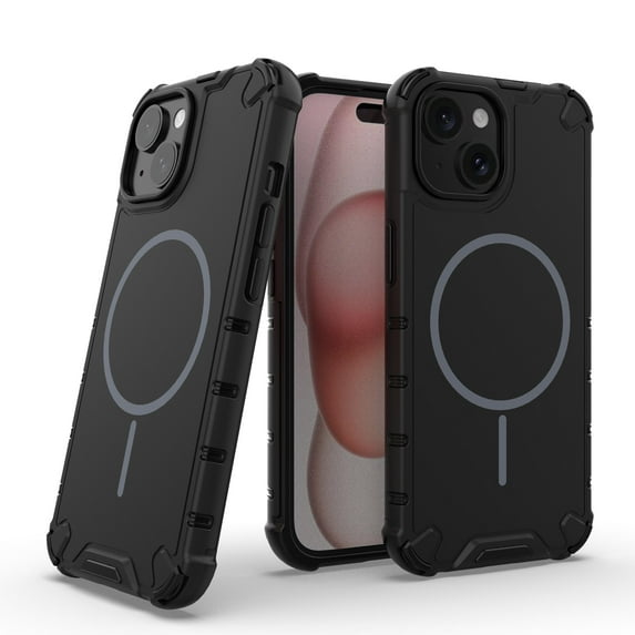 Allytechgroup Magnetic Case for iPhone 12 Pro Max, Hard PC Soft TPU Rugged Heavy Duty Durable Cover Case Support Wireless Charging Shockproof Protective Back Cover for iPhone 12 Pro Max, Black