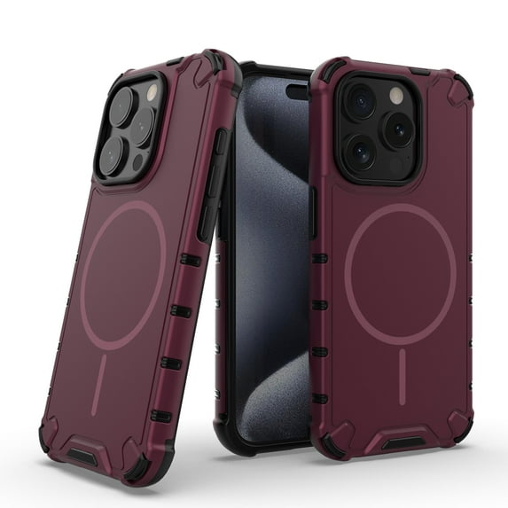 Allytechgroup Magnetic Case for iPhone 13 Pro, Hard PC Soft TPU Rugged Heavy Duty Durable Cover Case Support Wireless Charging Shockproof Protective Back Cover for iPhone 13 Pro, Plum