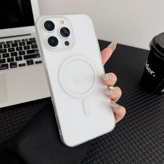 Allytechgroup Magnetic Case for iPhone 13 Pro, Matte Hard PC Slim Lightweight Support Wireless Charging Rugged Heavy Duty Durable Cover Case Shockproof Back Cover for iPhone 13 Pro, White