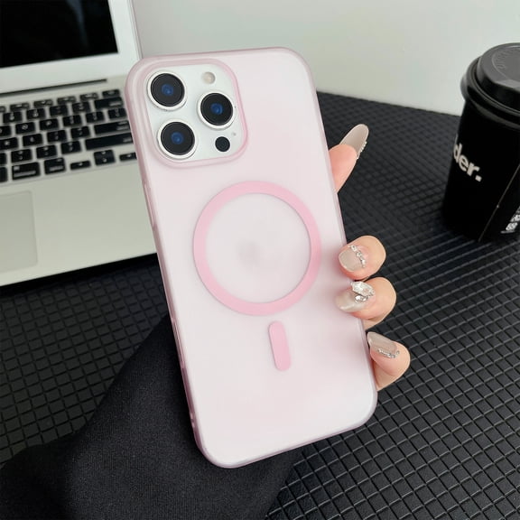 Allytechgroup Magnetic Case for iPhone 13 Pro Max, Matte Hard PC Slim Lightweight Support Wireless Charging Rugged Heavy Duty Durable Cover Case Shockproof Back Cover for iPhone 13 Pro Max, Pink