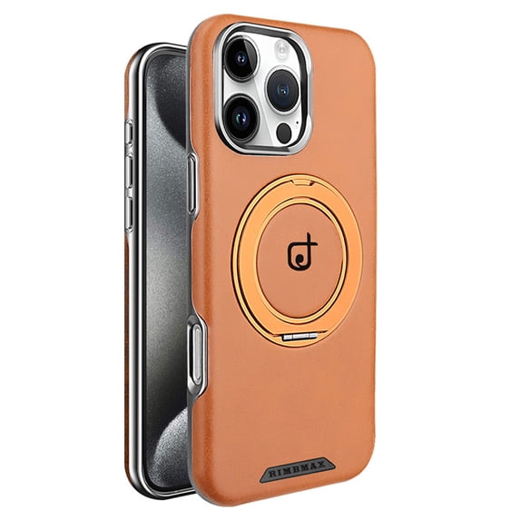 Allytechgroup Magnetic Case for iPhone 14, 360° Rotatable Ring Holder Stand Compatible with Mag-safe Slim Lightweight Shockproof Protective Back Cover for iPhone 14, Brown