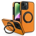 thumbnail image 1 of Allytechgroup Magnetic Case for iPhone 14, Built-in Invisible 360° Rotatable Kickstand, Compatible with MagSafe, PU Leather Slim Shockproof Protective Phone Case Cover, Orange, 1 of 7