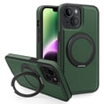 thumbnail image 1 of Allytechgroup Magnetic Case for iPhone 14, Built-in Invisible 360° Rotatable Kickstand, Compatible with MagSafe, PU Leather Slim Shockproof Protective Phone Case Cover, Darkgreen, 1 of 7