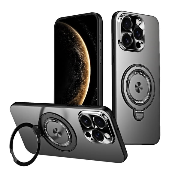Allytechgroup Magnetic Case for iPhone 14 with Stand, Built-in Ring Holder Support Wireless Charging Shockproof Protective Back Cover for Apple iPhone 14, Black