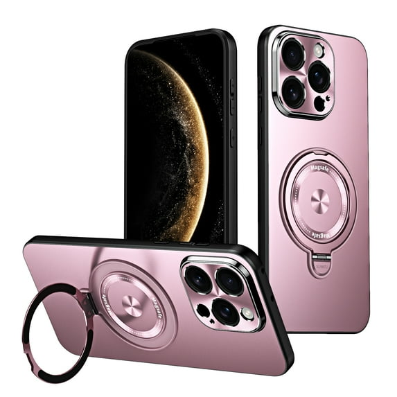 Allytechgroup Magnetic Case for iPhone 14 with Stand, Built-in Ring Holder Support Wireless Charging Shockproof Protective Back Cover for Apple iPhone 14, Pink