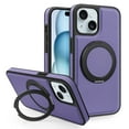 thumbnail image 1 of Allytechgroup Magnetic Case for iPhone 15, Built-in Invisible 360° Rotatable Kickstand, Compatible with MagSafe, PU Leather Slim Shockproof Protective Phone Case Cover, Purple, 1 of 7