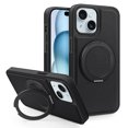 thumbnail image 1 of Allytechgroup Magnetic Case for iPhone 15, Built-in Invisible 360° Rotatable Kickstand, Compatible with MagSafe, PU Leather Slim Shockproof Protective Phone Case Cover, Black, 1 of 7