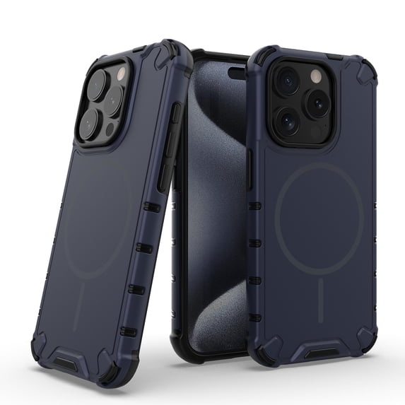 Allytechgroup Magnetic Case for iPhone 15 Pro Max, Hard PC Soft TPU Rugged Heavy Duty Durable Cover Case Support Wireless Charging Shockproof Protective Back Cover for iPhone 15 Pro Max, Darkblue