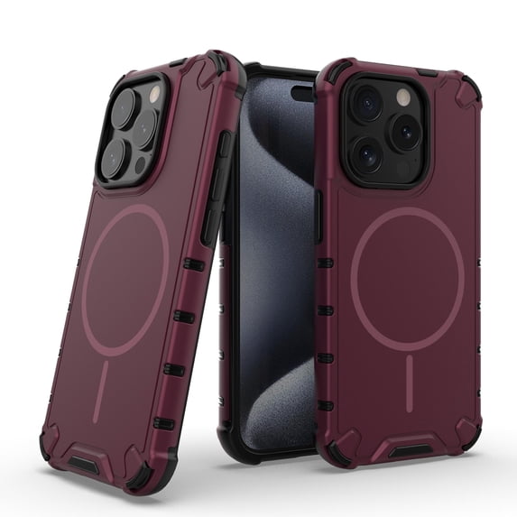 Allytechgroup Magnetic Case for iPhone 15 Pro Max, Hard PC Soft TPU Rugged Heavy Duty Durable Cover Case Support Wireless Charging Shockproof Protective Back Cover for iPhone 15 Pro Max, Plum