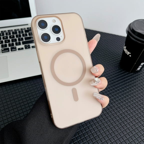 Allytechgroup Magnetic Case for iPhone 15 Pro Max, Matte Hard PC Slim Lightweight Support Wireless Charging Rugged Heavy Duty Durable Cover Case Shockproof Back Cover for iPhone 15 Pro Max, Khaki
