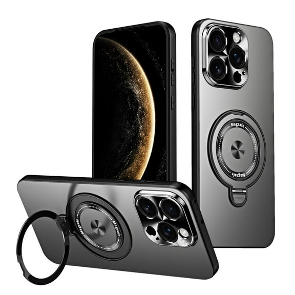 Allytechgroup Magnetic Case for iPhone 15 Pro with Stand, Built-in Ring Holder Support Wireless Charging Shockproof Protective Back Cover for Apple iPhone 15 Pro, Black