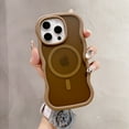 thumbnail image 1 of Allytechgroup Magnetic Case for iPhone 15 Pro, Support Wireless Charging Curly Wave Frame Hard PC Soft TPU Shockproof Protective Back Cover Bumper for Women Men, Desertgold, 1 of 8
