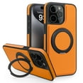 thumbnail image 1 of Allytechgroup Magnetic Case for iPhone 16 Plus, Built-in Invisible 360° Rotatable Kickstand, Compatible with MagSafe, PU Leather Slim Shockproof Protective Phone Case Cover, Orange, 1 of 7