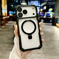 Allytechgroup Magnetic Case for iPhone 16 Plus with Camera Protection, [Compatible with Magsafe] Anti-Yellowing Slim Shell with Ring Holder Kickstand Shockproof Protective Bumper, Black