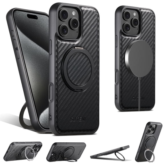 Allytechgroup Magnetic Case for iPhone 16 Plus with Kickstabd, 360° Rotatable Ring Holder Stand Compatible with Mag-safe Slim Lightweight Shockproof Full Body Cover for iPhone 16 Plus, Black