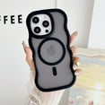 thumbnail image 1 of Allytechgroup Magnetic Case for iPhone 16 Plus, Support Wireless Charging Curly Wave Frame Hard PC Soft TPU Shockproof Protective Back Cover Bumper for Women Men, Black, 1 of 8