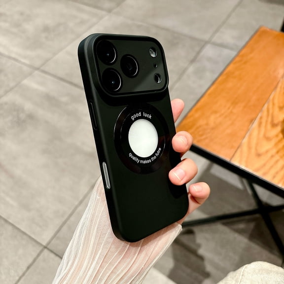 Allytechgroup Magnetic Case for iPhone 16 Pro Max with Camera Lens Protector, Support Wireless Charging Lightweight Shell Anti-Fingerprint Non-Slip Shockproof Bumper for iPhone 16 Pro Max, Black