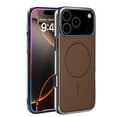 thumbnail image 1 of Allytechgroup Magnetic Case for iPhone 16 Pro Max, [Compatible with Magsafe] Slim Lightweight PU Leather PC+TPU Rugged Shockproof Protective Back Cover Bumper for iPhone 16 Pro Max, Brown, 1 of 8