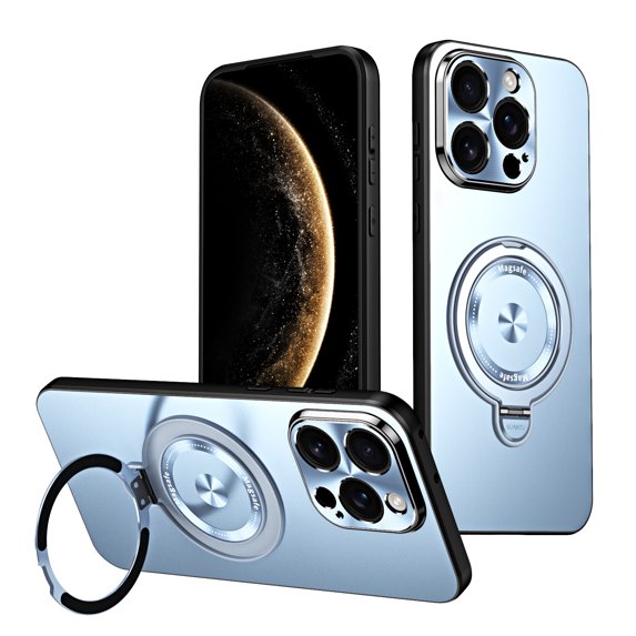 Allytechgroup Magnetic Case for iPhone 16 Pro Max with Stand, Built-in Ring Holder Support Wireless Charging Shockproof Protective Back Cover for Apple iPhone 16 Pro Max, Blue