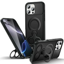 Allytechgroup Magnetic Case for iPhone 16 with Ring Holder Kickstand, [Compatible with Magsafe] Hard PC Rugged Slim Lightweight Shockproof Protective Back Cover for iPhone 16, Black
