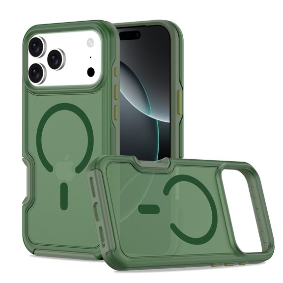 Allytechgroup Magnetic Case for iPhone 16, Support Wireless Charging Lightweight Shock-Resistant Non-Slip Rugged Shockproof Protectiive Bumper for Women Men, Amygreen