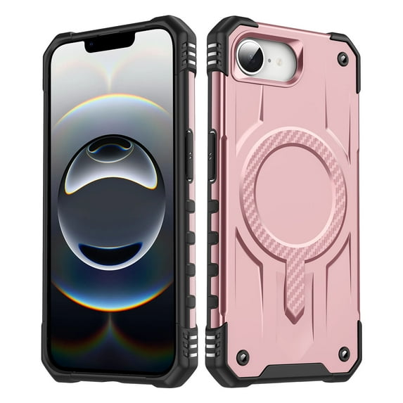 Allytechgroup Magnetic Case for iPhone 16e, Support Wireless Charging & Car Phone Mount Slim Lightweight Hard PC Shockproof Protective Back Cover Bumper for iPhone 16e, Rosegold