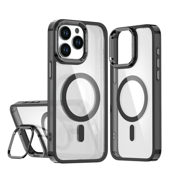 Allytechgroup Magnetic Case for iPhone Air, Clear Case with Kickstand Anti Yellowing Hard PC Support Wireless Charging Shockproof Back Cover For Apple iPhone Air, Black