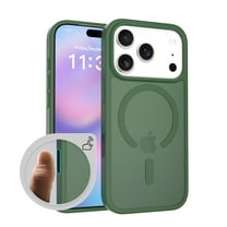 Allytechgroup Magnetic Case for iPhone 17 Pro Max, Built-in Camera Control Button Support Wireless Charging Slim Anti-stain Silky Touch Shockproof Protective Back Cover Bumper, Darkgreen
