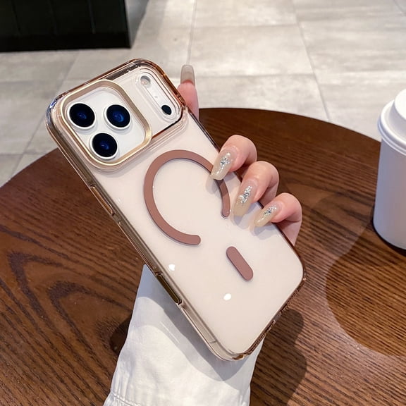 Allytechgroup Magnetic Case for iPhone 17 Pro Max  [Compatible with MagSafe] Clear Slim Lightweight Anti-Yellowing Transparent Soft TPU Shockproof Shell,Wireless Charging, Hard Bumber Cover, Gold