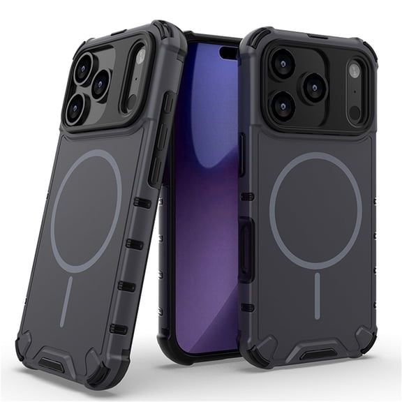 Allytechgroup Magnetic Case for iPhone 17 Pro Max, Hard PC Soft TPU Rugged Heavy Duty Durable Cover Case Support Wireless Charging Shockproof Protective Back Cover for Women Men, Gray