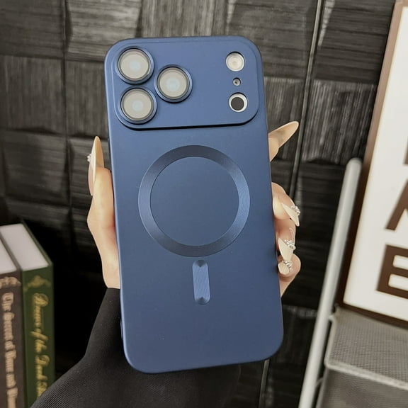 Allytechgroup Magnetic Case for iPhone 17 Pro Max, [Support Wireless Charging] [Camera Lens Protector] Ultra Slim Lightweight Anti-Fingerprint Shockproof Soft Protective Case for Women Men, Darkblue