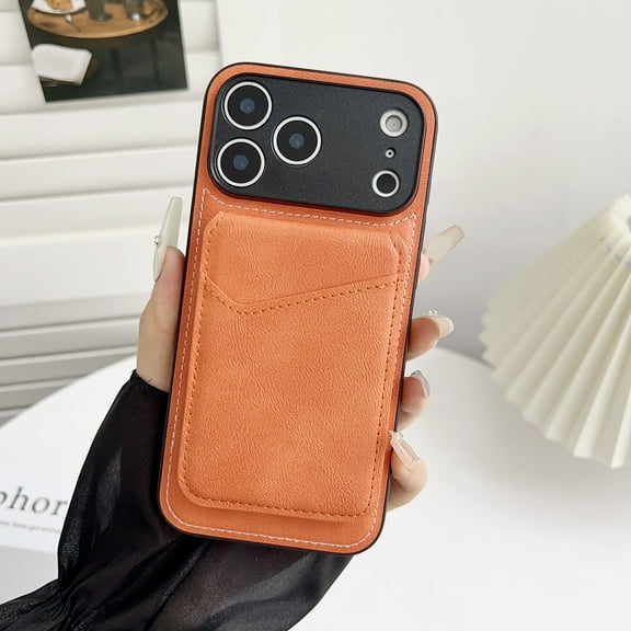 Allytechgroup Magnetic Case for iPhone 17 Pro, RFID Blocking PU Leather Stand Phone Case with Detachable Cards Holder Compatible with Mag-safe Shockproof Back Cover for Women Men, Orange