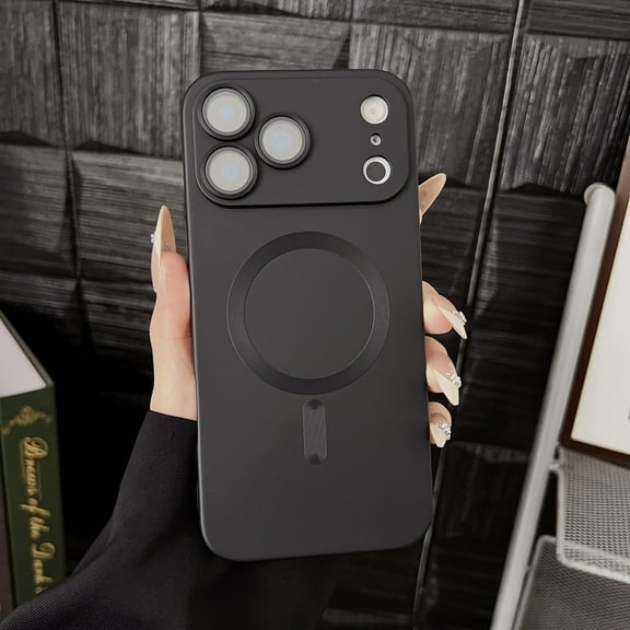 Allytechgroup Magnetic Case for iPhone 17 Pro, [Support Wireless Charging] [Camera Lens Protector] Ultra Slim Lightweight Anti-Fingerprint Shockproof Soft Protective Case for Women Men, Black
