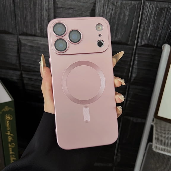 Allytechgroup Magnetic Case for iPhone 17 Pro, [Support Wireless Charging] [Camera Lens Protector] Ultra Slim Lightweight Anti-Fingerprint Shockproof Soft Protective Case for Women Men, Rosegold