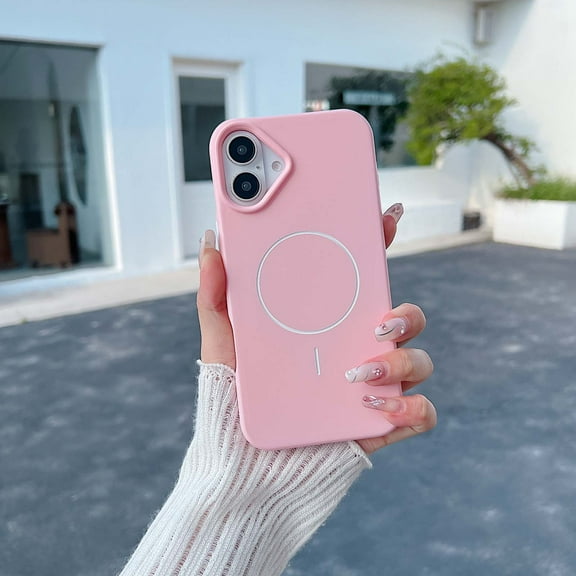 Allytechgroup Magnetic Case for iPhone 17, Slim Lightweight Hard PC Matte Shell Support Wireless Charging Non-Slip Shockproof Protective Back Cover for Apple iPhone 17, Pink